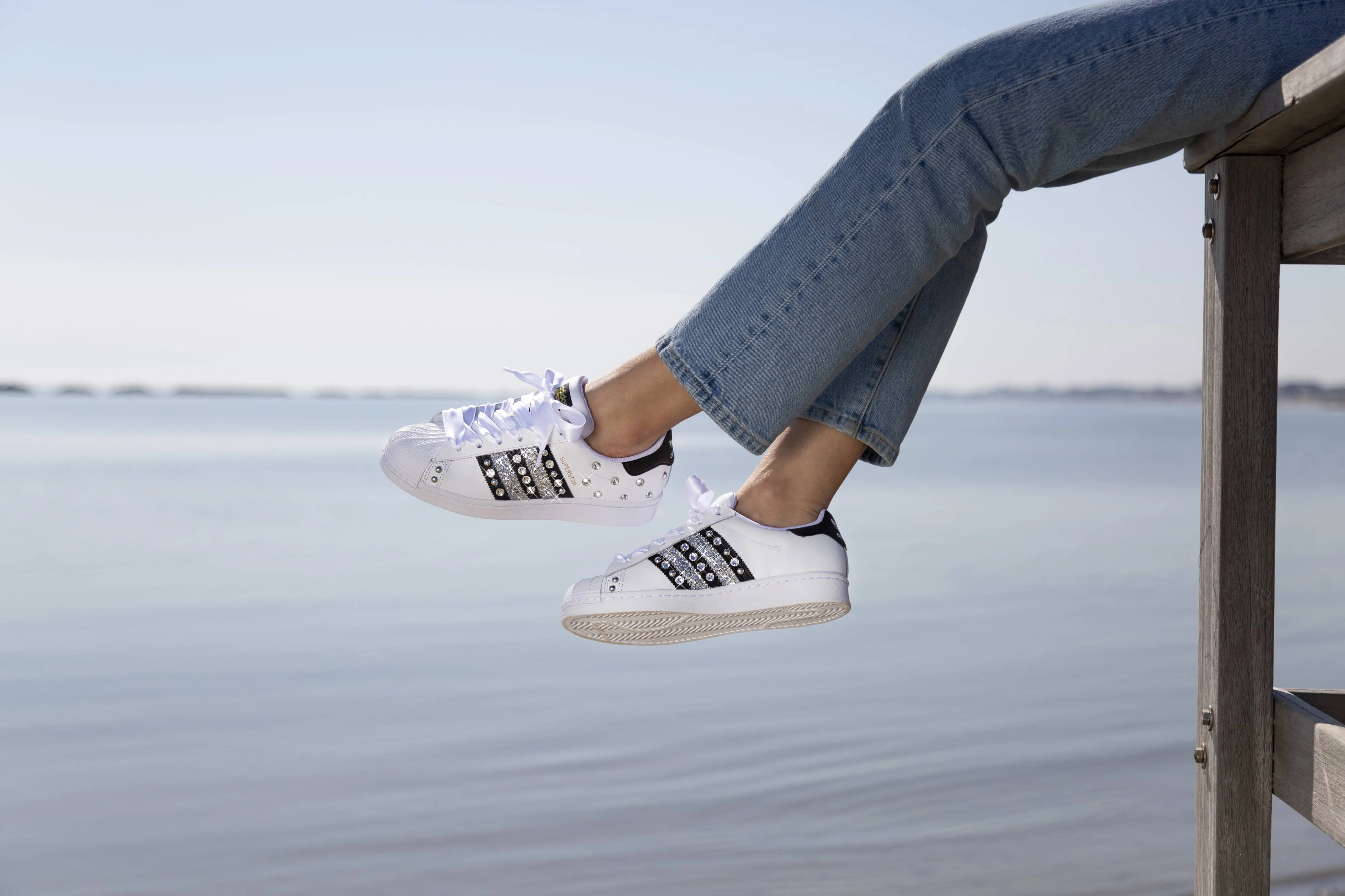 Metro Go Adidas Superstar  Strass Glitter & Lacci Raso