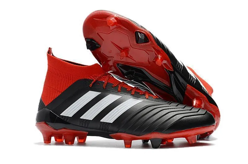 Adidas Predator 18.1 FG Soccer Cleats Core Black White Red Flexible Construction Sharp Footwork
