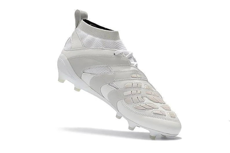 New Adidas Predator FG Primeknit Soccer Cleats Shoes White Gray Leg Energy